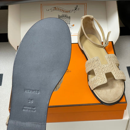 HM 25S SANTORINI SANDAL IN BEIGE SUEDE AND LAMBSKIN