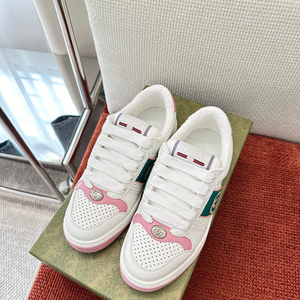 GG SCREENER SNEAKER WHITE AND PINK CALFSKIN