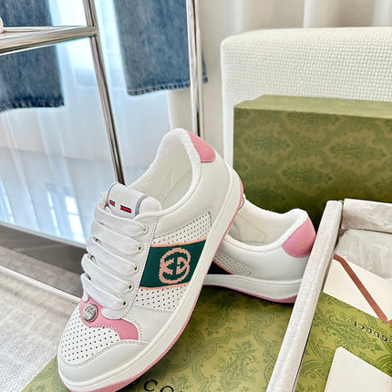 GG SCREENER SNEAKER WHITE AND PINK CALFSKIN