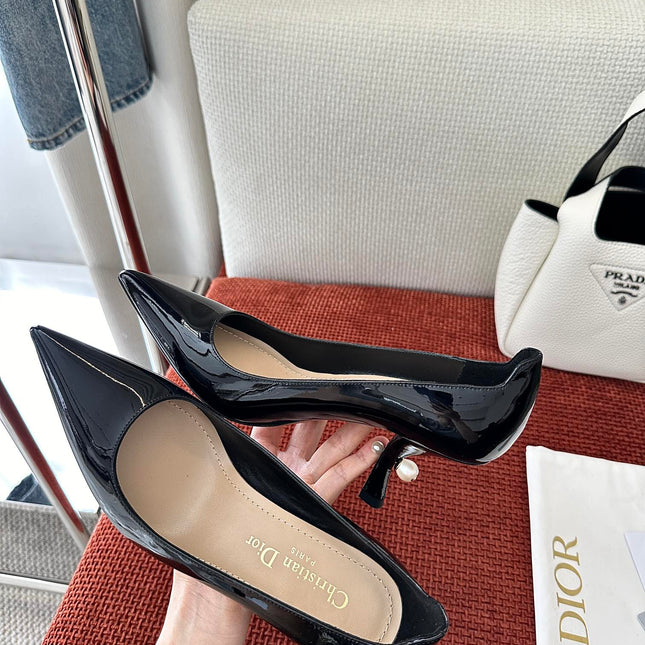 DIOR TRIBALES HIGH HEELS 80 MM 25S IN BLACK GLOSSY LEATHER