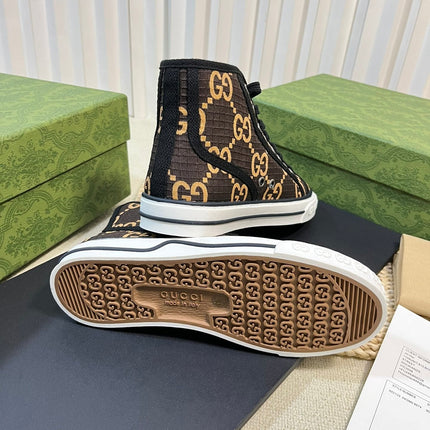 GG Tennis 1977 High Top Sneaker  Black Brown Caro