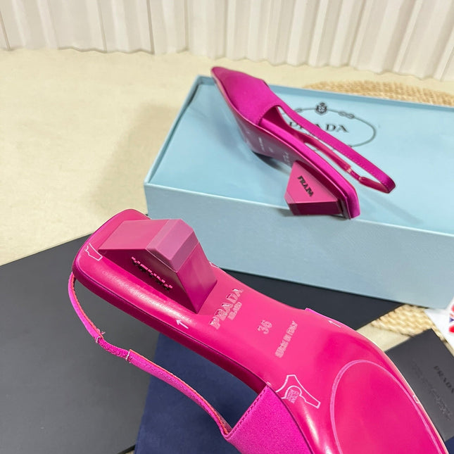 PRA POINTED TOE SLINGBACK PUMPS BRIGHT PINK SATIN