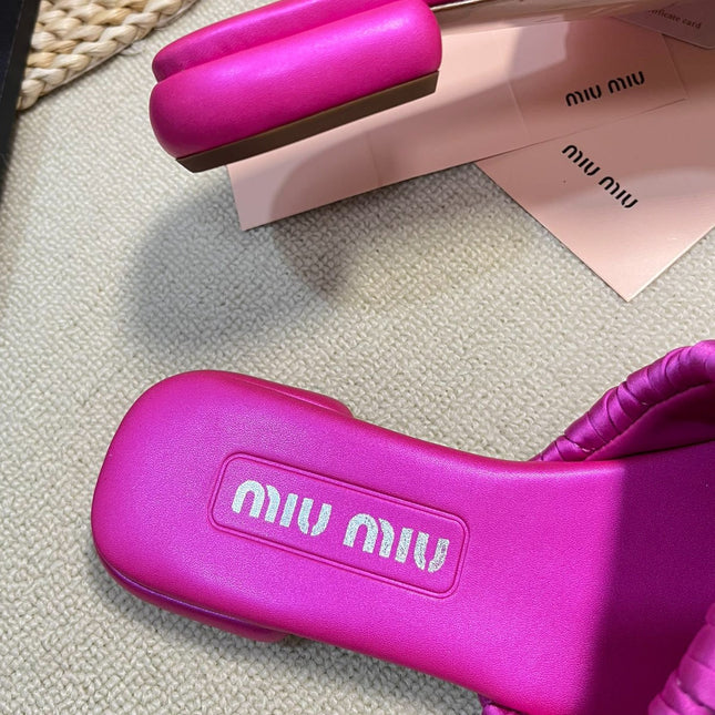 Women's Bright Pink Leather Diamond Slippers