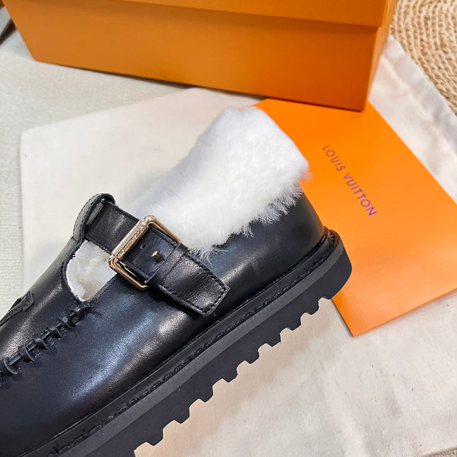 COLORADO COMFORT MARY JANE IN BLACK CALFSKIN AND SHEARLING LINING