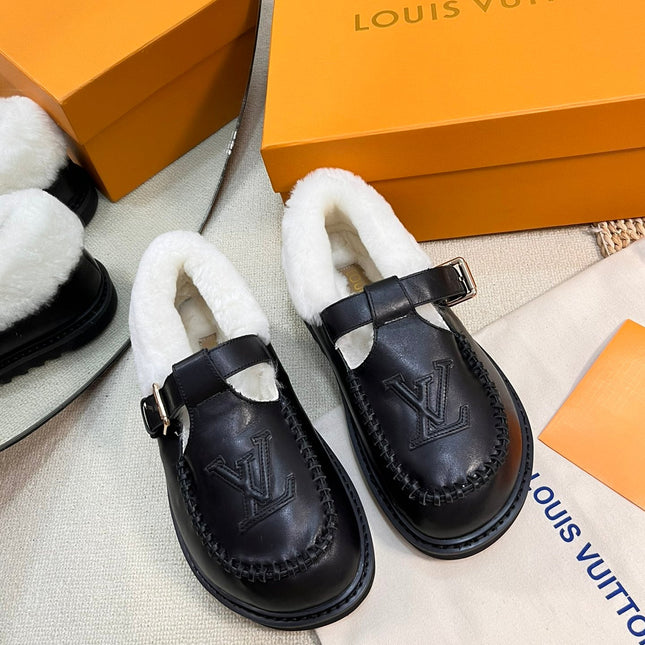 COLORADO COMFORT MARY JANE IN BLACK CALFSKIN AND SHEARLING LINING