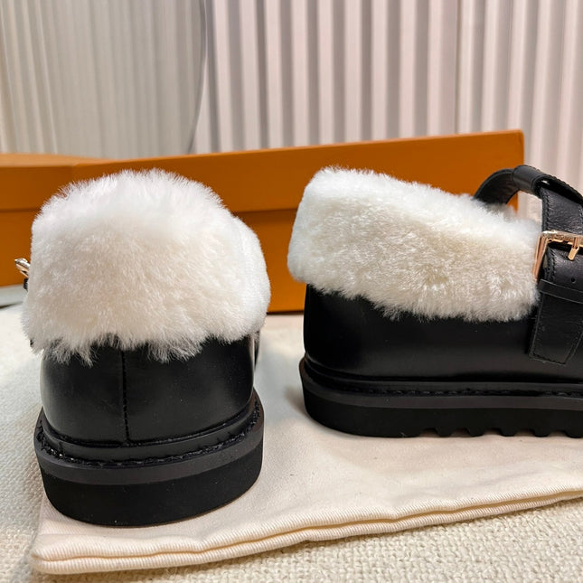 COLORADO COMFORT MARY JANE IN BLACK CALFSKIN AND SHEARLING LINING