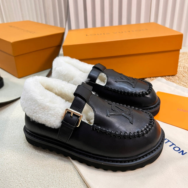 COLORADO COMFORT MARY JANE IN BLACK CALFSKIN AND SHEARLING LINING