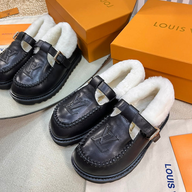 COLORADO COMFORT MARY JANE IN BLACK CALFSKIN AND SHEARLING LINING
