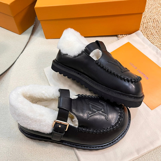 COLORADO COMFORT MARY JANE IN BLACK CALFSKIN AND SHEARLING LINING