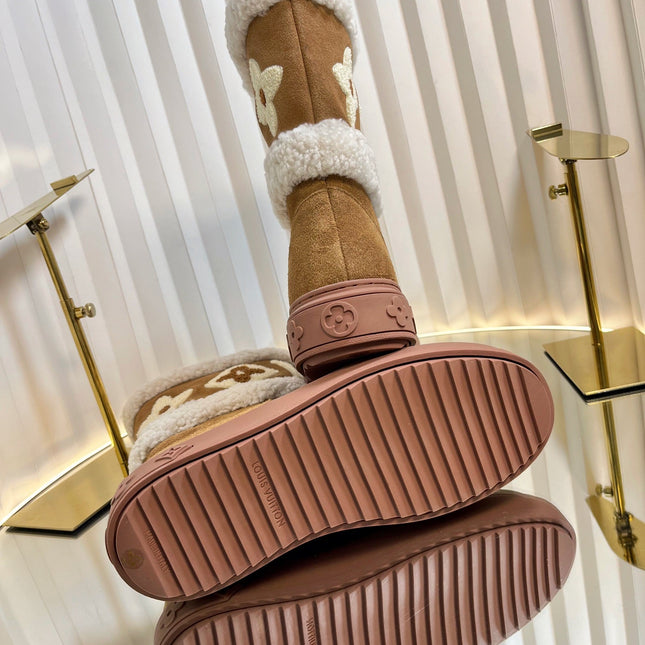 SNOWDROP FLAT ANKLE BOOTS IN CIDER BROWN SUEDE