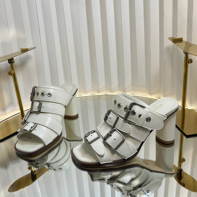 PUNK HEEL SLIDES 25S 80MM IN WHITE CALFSKIN