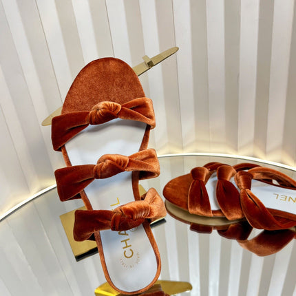 THREE STRAPS MULE IN RUSSET BROWN VELVET