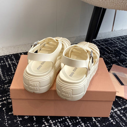 ROMAN THICK-SOLED SANDALS WHITE CREAM CALFSKIN