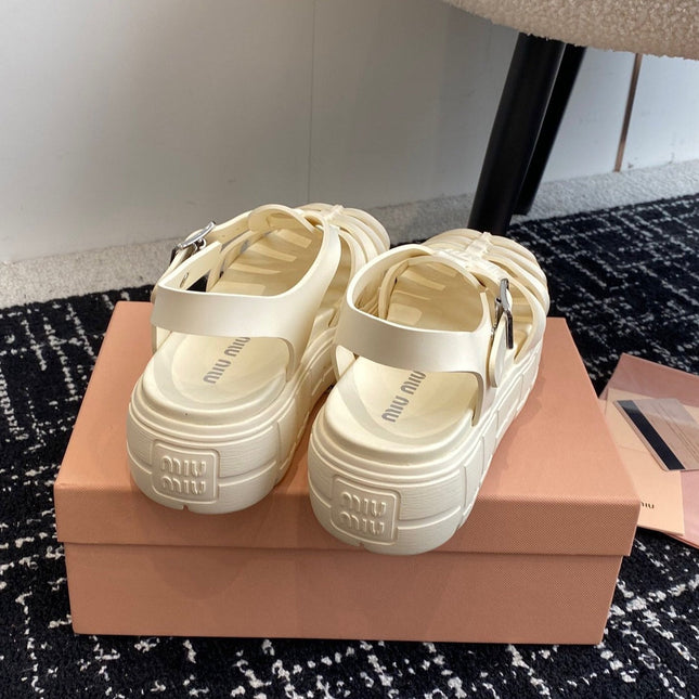 ROMAN THICK-SOLED SANDALS WHITE CREAM CALFSKIN