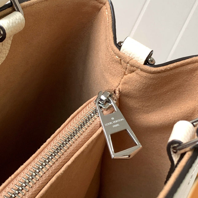 MARELLE TOTE BB BAG 30 IN WHITE EPI GRAIN COWHIDE LEATHER