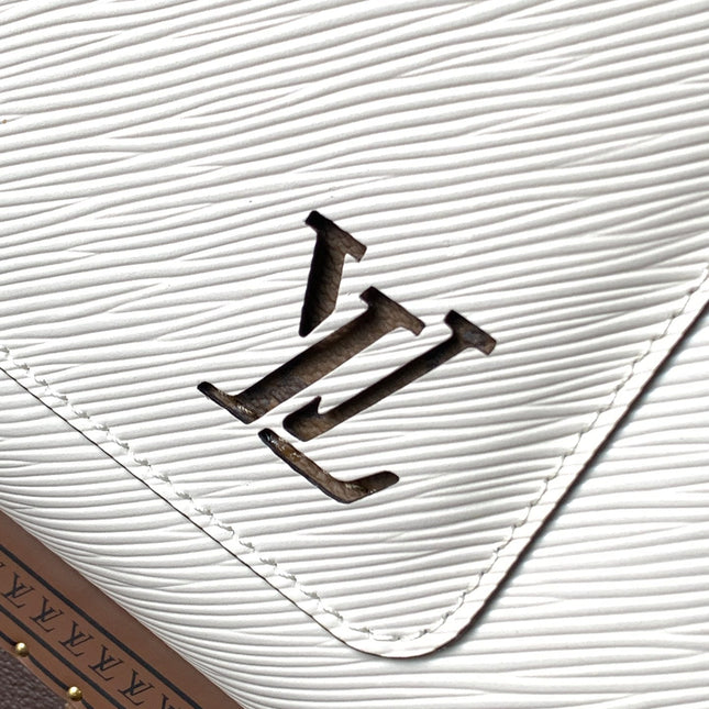 MARELLE TOTE BB BAG 30 IN WHITE EPI GRAIN COWHIDE LEATHER