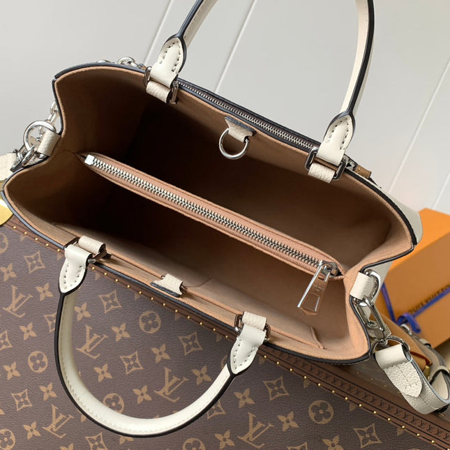 MARELLE TOTE BB BAG 30 IN WHITE EPI GRAIN COWHIDE LEATHER