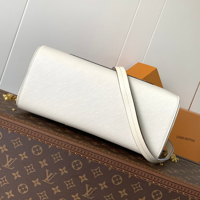 MARELLE TOTE BB BAG 30 IN WHITE EPI GRAIN COWHIDE LEATHER