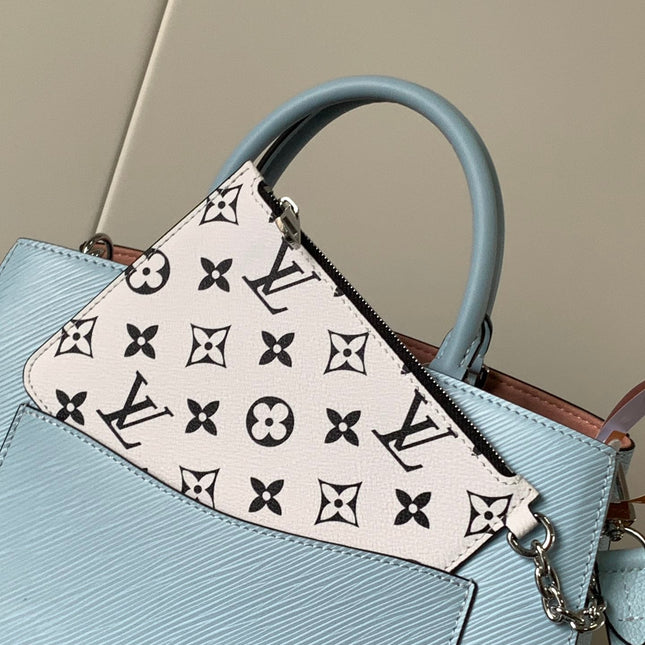 MARELLE TOTE BB BAG 30 IN BLEU NUAGE BLUE EPI GRAIN COWHIDE LEATHER