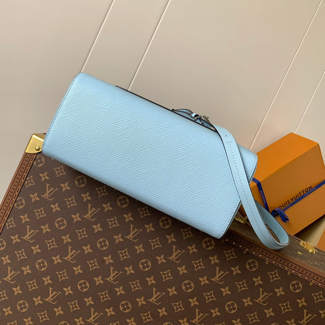 MARELLE TOTE BB BAG 30 IN BLEU NUAGE BLUE EPI GRAIN COWHIDE LEATHER