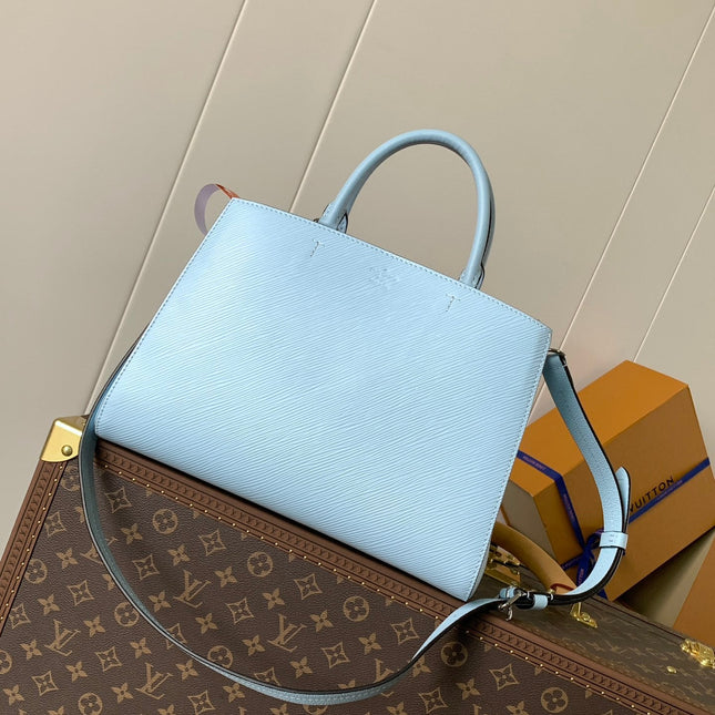 MARELLE TOTE BB BAG 30 IN BLEU NUAGE BLUE EPI GRAIN COWHIDE LEATHER