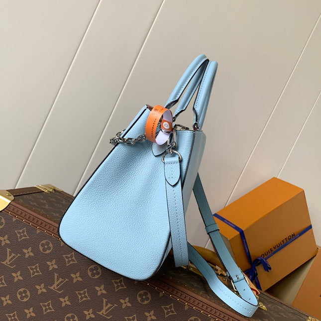 MARELLE TOTE BB BAG 30 IN BLEU NUAGE BLUE EPI GRAIN COWHIDE LEATHER