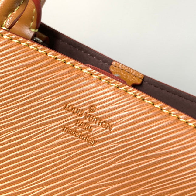 MARELLE TOTE BB BAG 30 IN BRONZE BROWN EPI GRAIN COWHIDE LEATHER