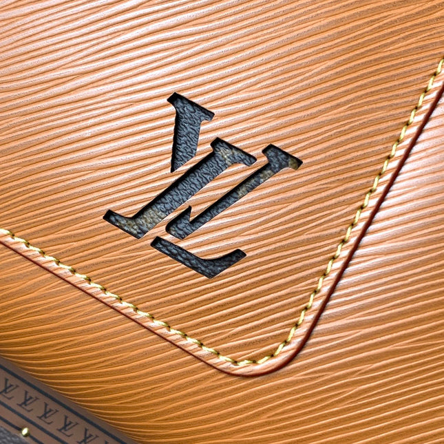 MARELLE TOTE BB BAG 30 IN BRONZE BROWN EPI GRAIN COWHIDE LEATHER