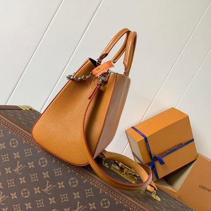 MARELLE TOTE BB BAG 30 IN BRONZE BROWN EPI GRAIN COWHIDE LEATHER
