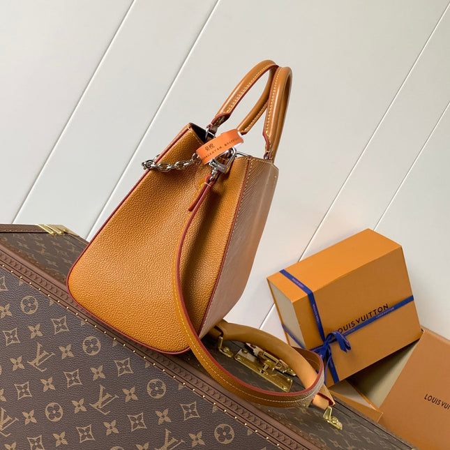 MARELLE TOTE BB BAG 30 IN BRONZE BROWN EPI GRAIN COWHIDE LEATHER