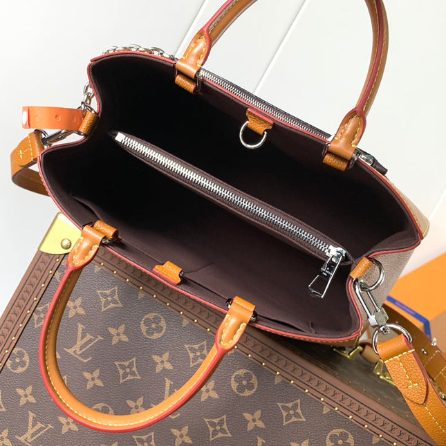 MARELLE TOTE BB BAG 30 IN BRONZE BROWN EPI GRAIN COWHIDE LEATHER