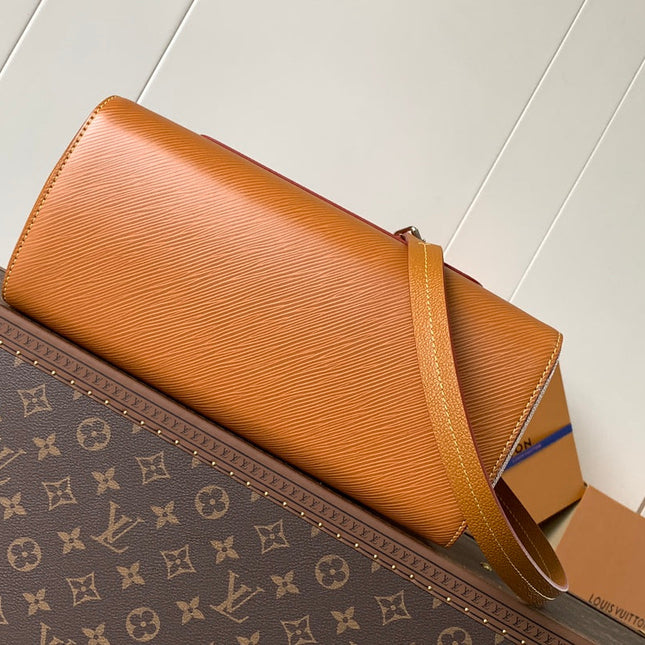 MARELLE TOTE BB BAG 30 IN BRONZE BROWN EPI GRAIN COWHIDE LEATHER