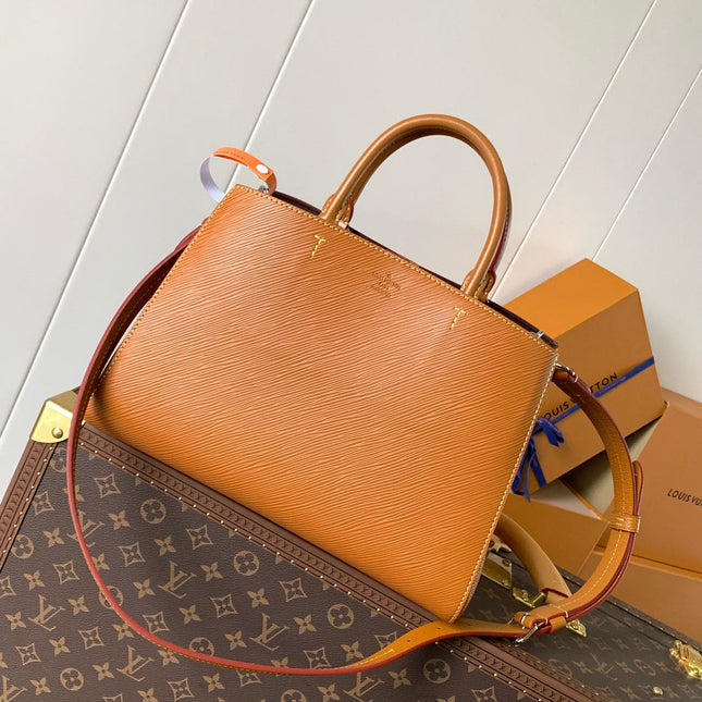 MARELLE TOTE BB BAG 30 IN BRONZE BROWN EPI GRAIN COWHIDE LEATHER