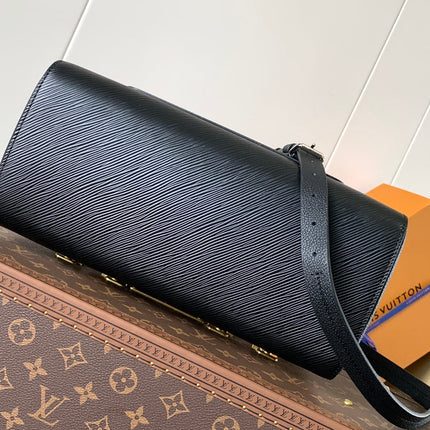 MARELLE TOTE BB BAG 30 IN BLACK EPI GRAIN COWHIDE LEATHER