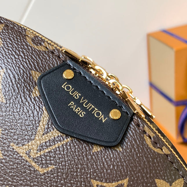 ALMA BE BAG 27 IN BROWN MONOGRAM CANVAS AND COWHIDE