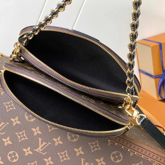 ALMA BE BAG 27 IN BROWN MONOGRAM CANVAS AND COWHIDE