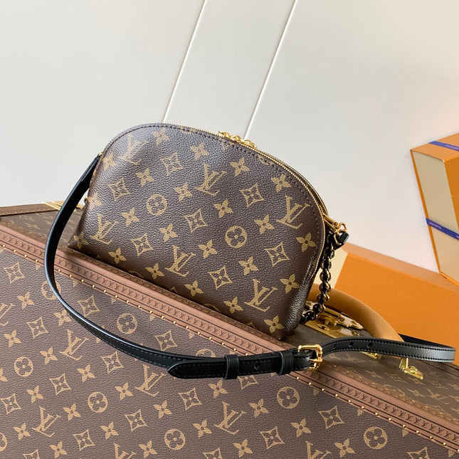 ALMA BE BAG 27 IN BROWN MONOGRAM CANVAS AND COWHIDE