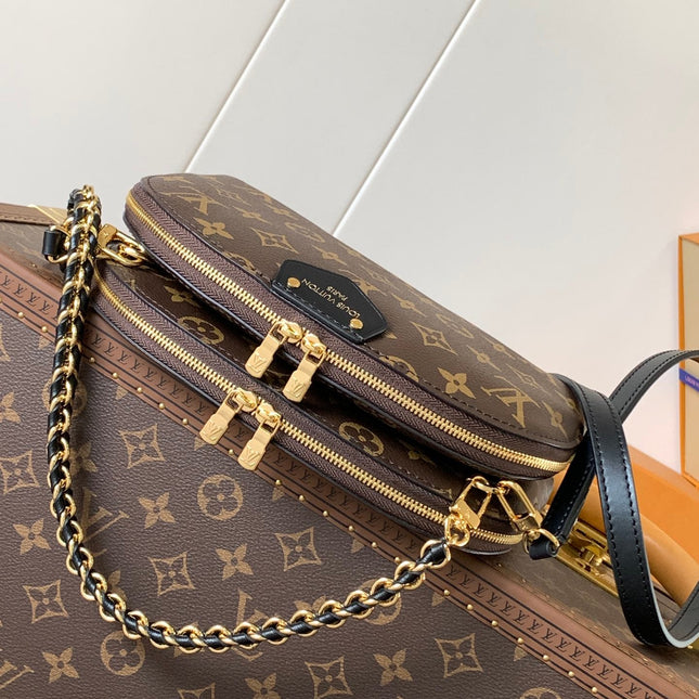 ALMA BE BAG 27 IN BROWN MONOGRAM CANVAS AND COWHIDE