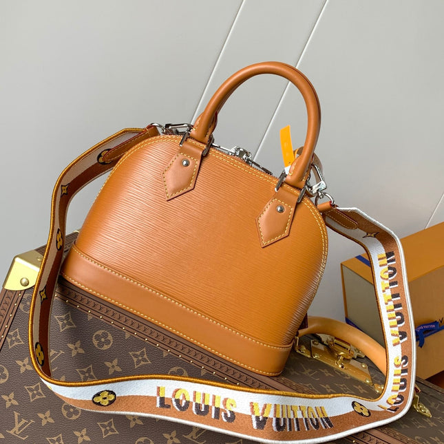 ALMA BB BAG 23 IN BRONZE BROWN GRAIN EPI COWHIDE