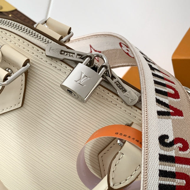 ALMA BB BAG 23 IN BEIGE GRAIN EPI COWHIDE