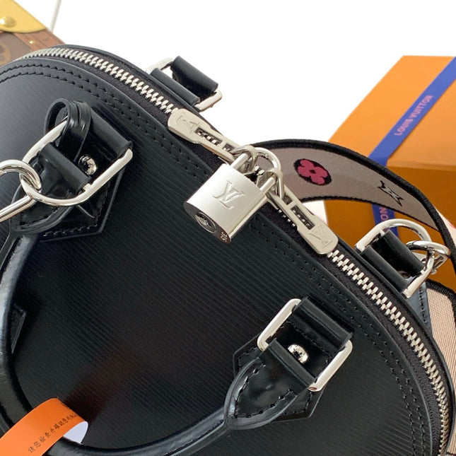 ALMA BB BAG 23 IN BLACK GRAIN EPI COWHIDE