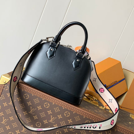 ALMA BB BAG 23 IN BLACK GRAIN EPI COWHIDE