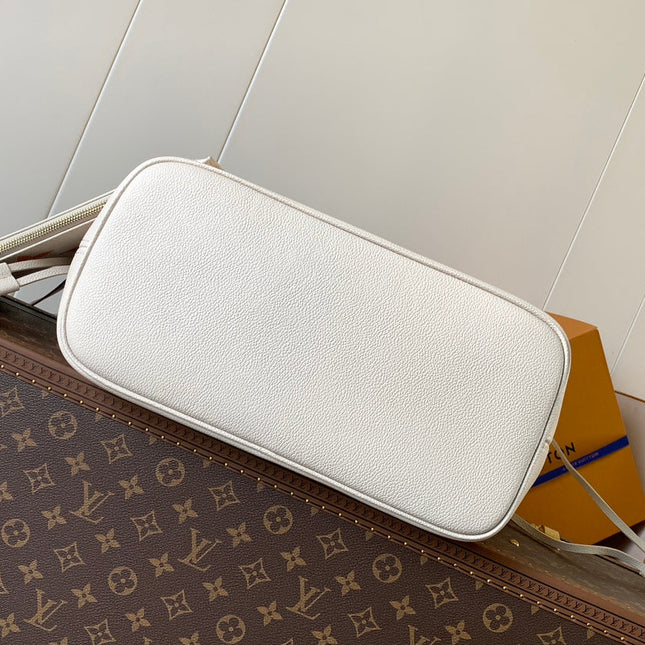 NEVERFULL MM TOTE BAG 32 IN WHITE MIX ORANGE CALFSKIN