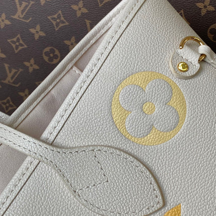 NEVERFULL MM TOTE BAG 32 IN WHITE MIX ORANGE CALFSKIN