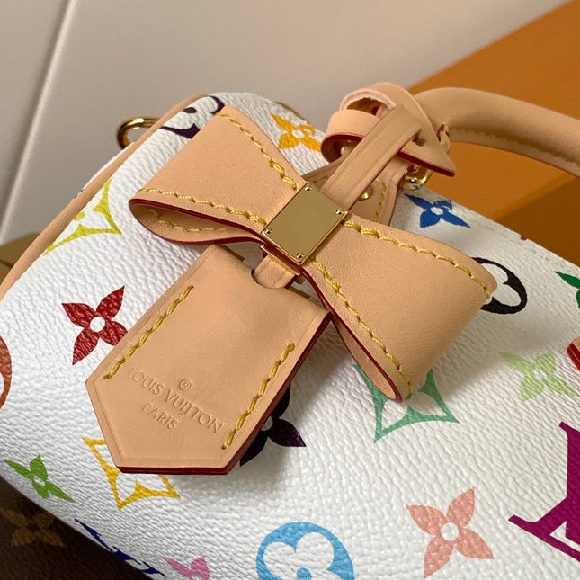 NANO SPEEDY BAG 16 IN COLORFUL MONOGRAM PATTERN AND WHITE COATED CANVAS