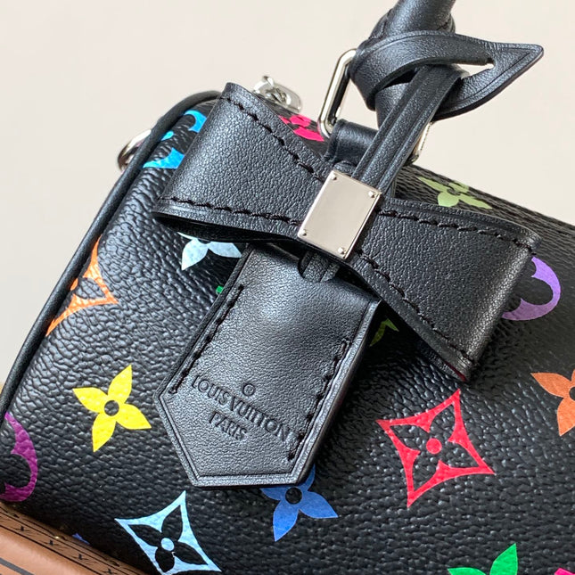 NANO SPEEDY BAG 16 IN COLORFUL MONOGRAM PATTERN AND BLACK COATED CANVAS