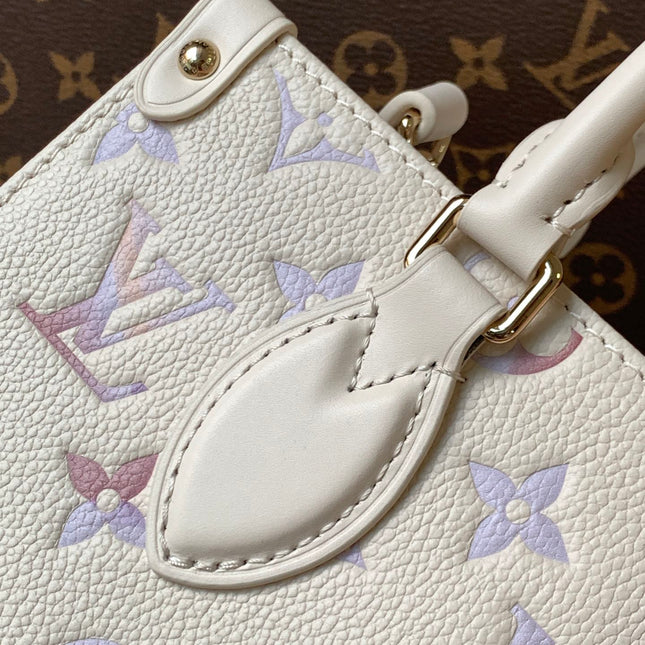 LV 25S ONTHEGO PM BAG 25 IN BEIGE DREAM EMBOSSED TEXTURED CALFSKIN