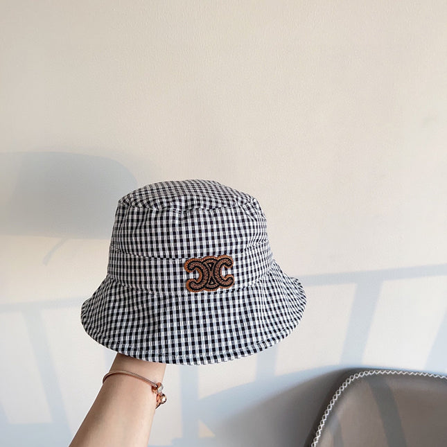 BUCKET HAT MODEL 652077 IN BLACK & WHITE GINGHAM FABRIC