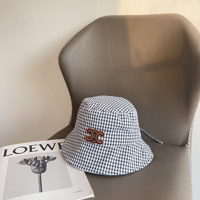 BUCKET HAT MODEL 652077 IN BLACK & WHITE GINGHAM FABRIC