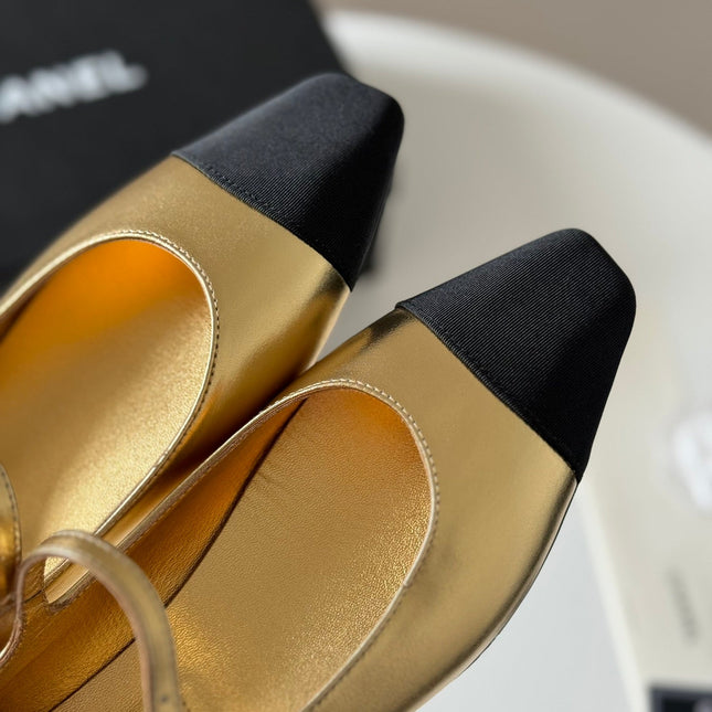 MARY JANE GOLDEN MIX BLACK CALFSKIN